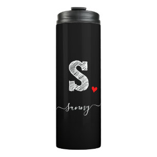 Retro Sketch Monogram Letter S, Thermal Tumbler Thermosbecher