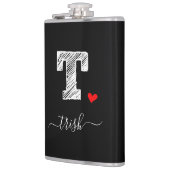 Retro Sketch Monogram Letter T, Flask Flachmann (Links)