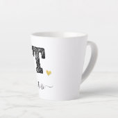 Retro Sketch Monogram Letter T, Latte Tasse (Rechte Ecke)