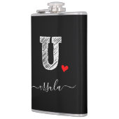 Retro Sketch Monogram Letter U, Flask Flachmann (Links)