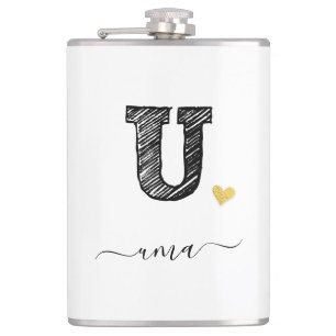 Retro Sketch Monogram Letter U, Flask Flachmann