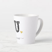 Retro Sketch Monogram Letter U, Latte Tasse (Rechte Ecke)