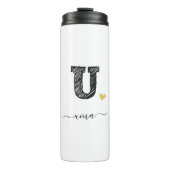 Retro Sketch Monogram Letter U, Thermal Tumbler Thermosbecher (Vorderseite)