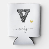 Retro Sketch Monogram Letter V, Can Cooler Dosenkühler (Vorderseite)