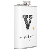 Retro Sketch Monogram Letter V, Flask Flachmann (Rechts)