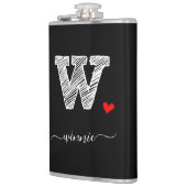 Retro Sketch Monogram Letter W, Flask Flachmann (Links)
