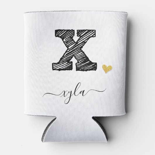 Retro Sketch Monogram Letter X, Can Cooler Dosenkühler (Vorderseite)