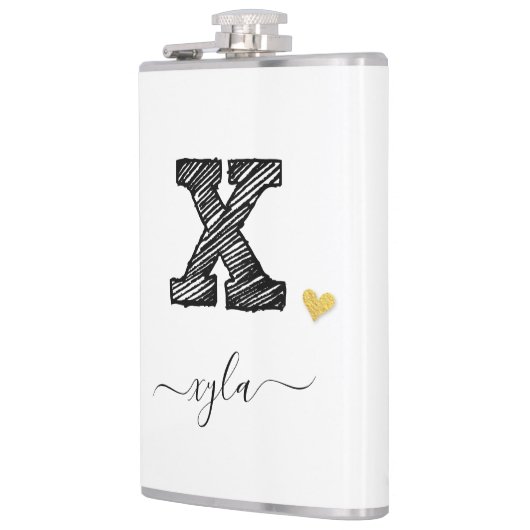 Retro Sketch Monogram Letter X, Flask Flachmann (Links)
