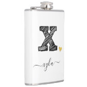 Retro Sketch Monogram Letter X, Flask Flachmann (Rechts)