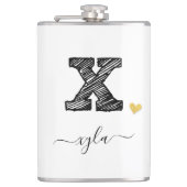 Retro Sketch Monogram Letter X, Flask Flachmann (Vorderseite)