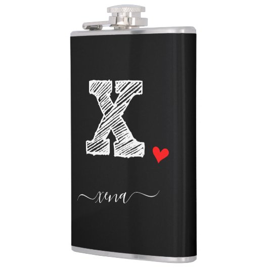Retro Sketch Monogram Letter X, Flask Flachmann (Links)