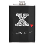 Retro Sketch Monogram Letter X, Flask Flachmann (Vorderseite)