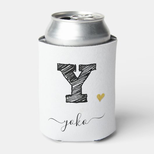 Retro Sketch Monogram Letter Y, Can Cooler Dosenkühler (Kanne Vorderseite)
