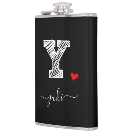 Retro Sketch Monogram Letter Y, Flask Flachmann (Links)