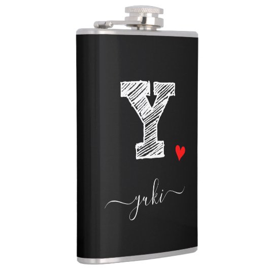 Retro Sketch Monogram Letter Y, Flask Flachmann (Rechts)