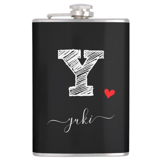 Retro Sketch Monogram Letter Y, Flask Flachmann (Vorderseite)