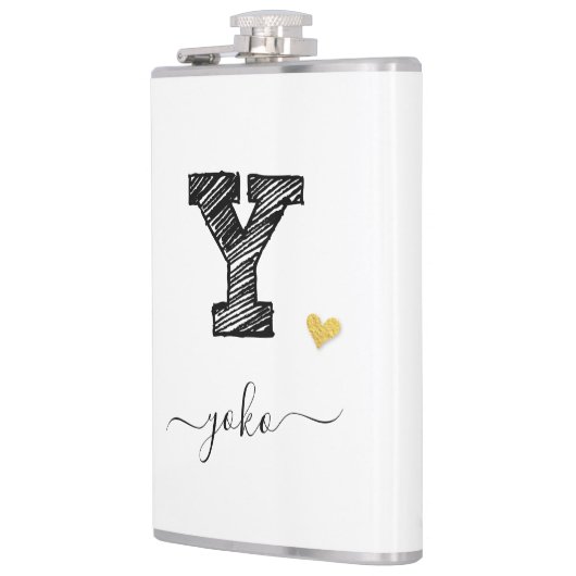 Retro Sketch Monogram Letter Y, Flask Flachmann (Links)