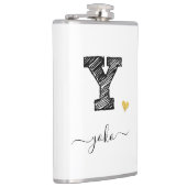 Retro Sketch Monogram Letter Y, Flask Flachmann (Rechts)