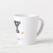 Retro Sketch Monogram Letter Y, Latte Tasse (Rechte Ecke)