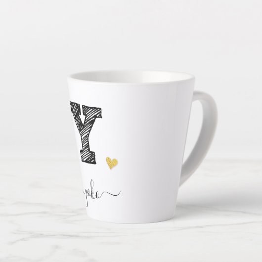 Retro Sketch Monogram Letter Y, Latte Tasse (Rechte Ecke)