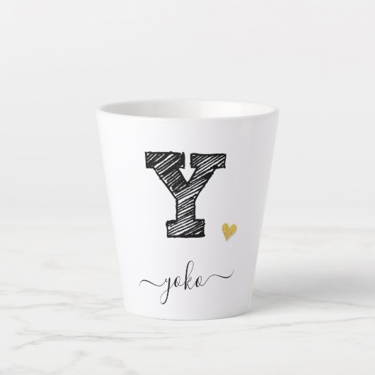 Retro Sketch Monogram Letter Y, Latte Tasse (Vorderseite)