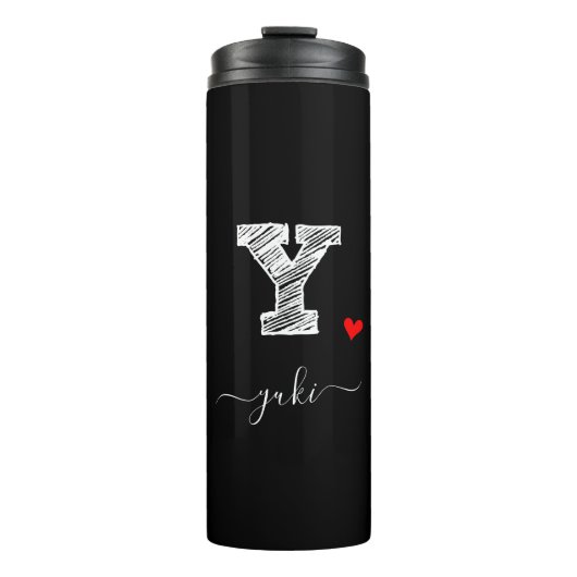 Retro Sketch Monogram Letter Y, Thermal Tumbler Thermosbecher (Vorderseite)