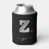 Retro Sketch Monogram Letter Z, Can Cooler Dosenkühler (Kanne Vorderseite)