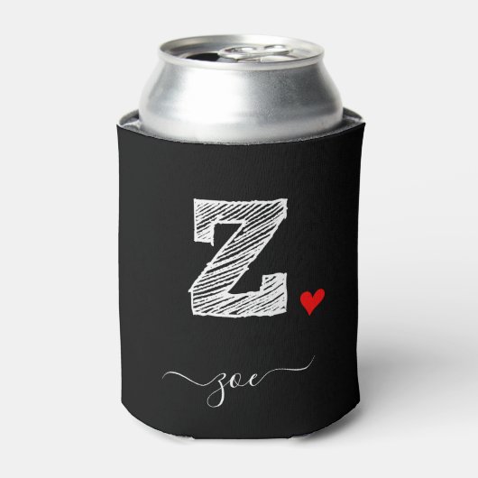 Retro Sketch Monogram Letter Z, Can Cooler Dosenkühler (Kanne Vorderseite)