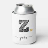 Retro Sketch Monogram Letter Z, Can Cooler Dosenkühler (Kanne Vorderseite)