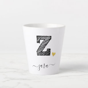 Retro Sketch Monogram Letter Z, Latte Tasse