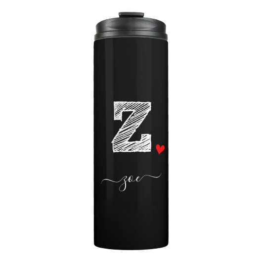 Retro Sketch Monogram Letter Z, Thermal Tumbler Thermosbecher (Vorderseite)