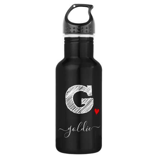 Retro Sketch Monogramm Buchstaben G, Wasserflasche (Vorderseite)