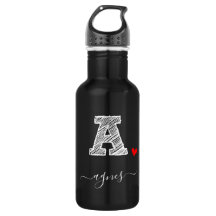 Retro Sketch Monogramm Letter A, Wasserflasche