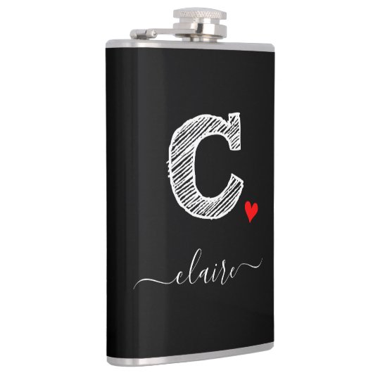 Retro Sketch Monogramm Letter C, Flask Flachmann (Rechts)