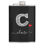 Retro Sketch Monogramm Letter C, Flask Flachmann (Vorderseite)