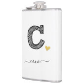 Retro Sketch Monogramm Letter C, Flask Flachmann (Links)