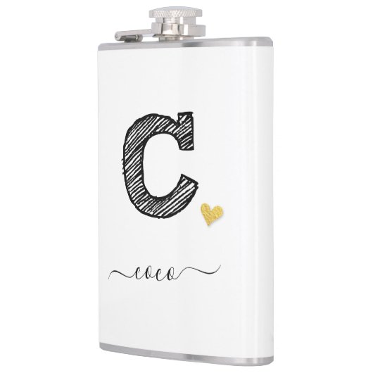 Retro Sketch Monogramm Letter C, Flask Flachmann (Links)
