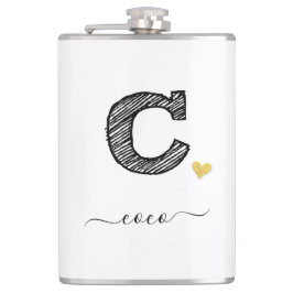 Retro Sketch Monogramm Letter C, Flask Flachmann