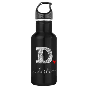 Retro Sketch Monogramm Letter D, Wasserflasche