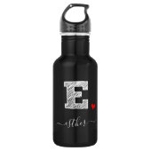 Retro Sketch Monogramm Letter E, Wasserflasche (Vorderseite)