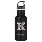 Retro Sketch Monogramm Letter K, Wasserflasche (Vorderseite)