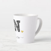 Retro Sketch Monogramm Letter N, Latte Tasse (Rechte Ecke)
