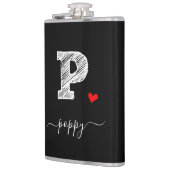 Retro Sketch Monogramm Letter P, Flasche Flachmann (Links)