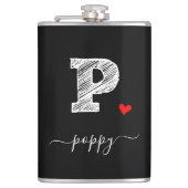 Retro Sketch Monogramm Letter P, Flasche Flachmann (Vorderseite)