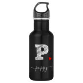 Retro Sketch Monogramm Letter P, Wasserflasche (Vorderseite)