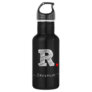 Retro Sketch Monogramm Letter R, Wasserflasche