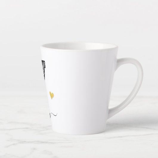Retro Sketch Monogramm Letter V, Latte Tasse (Rechts)
