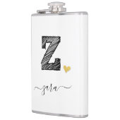 Retro Sketch Monogramm Letter Z, Flasche Flachmann (Links)