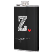 Retro Sketch Monogramm Letter Z, Flasche Flachmann (Links)