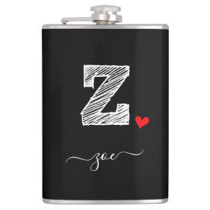 Retro Sketch Monogramm Letter Z, Flasche Flachmann